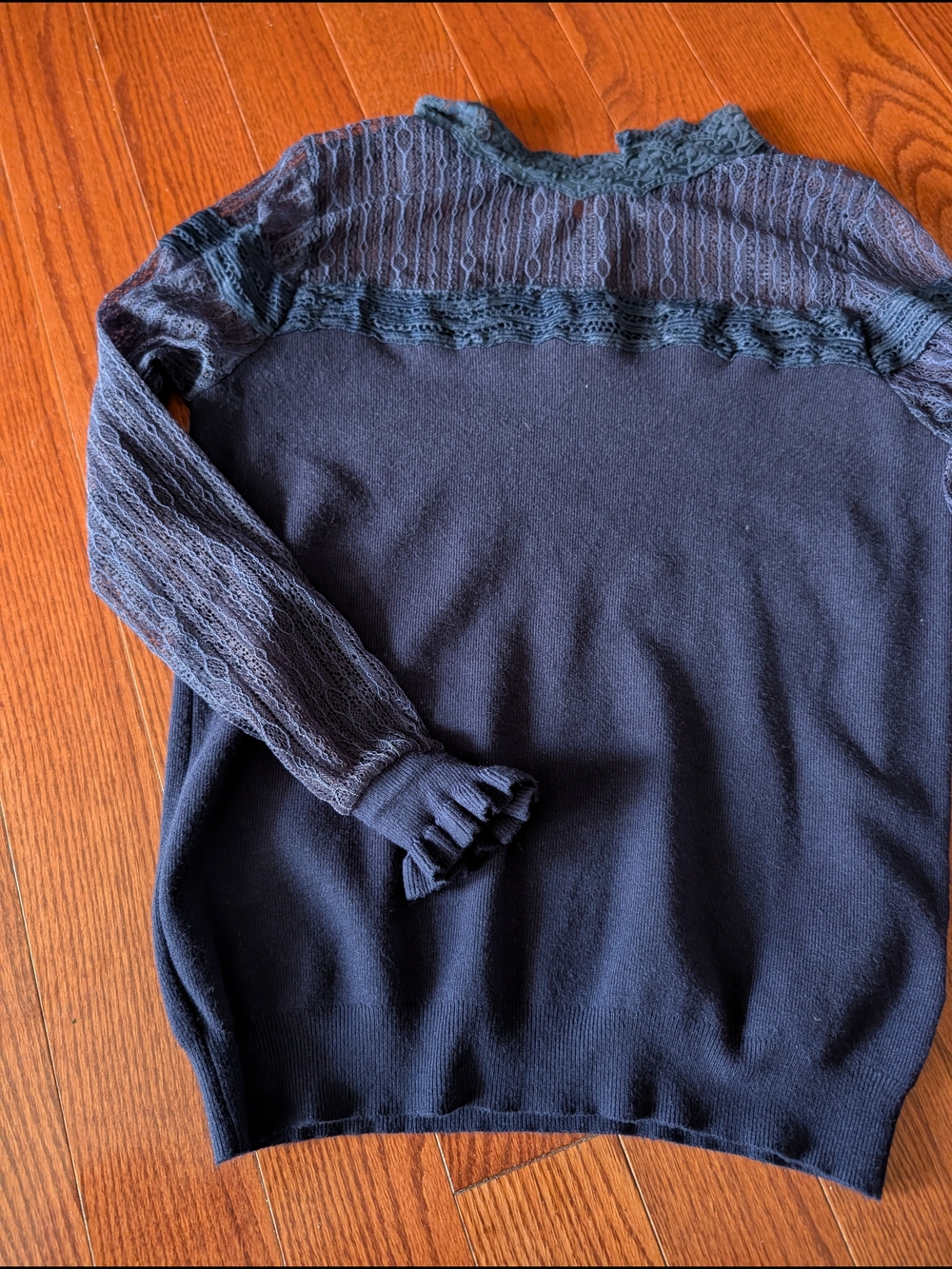 Molly Bracken Navy Lace Turtleneck Sweater